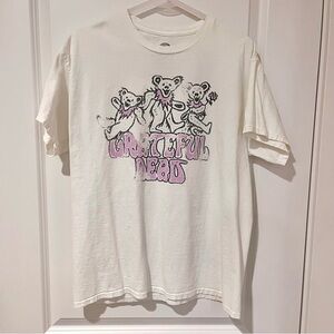 White Grateful Dead Graphic Band T Shirt with Pink Accents